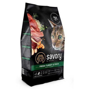 Savory Adult Gourmand сухий корм для котів 2 кг - індичка та качка 30051 фото