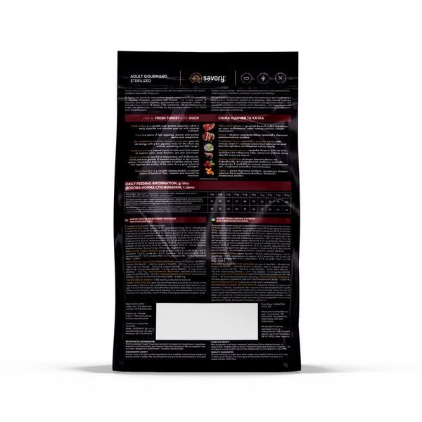 Savory Adult Sterilized сухой корм для кошек 400 г - индейка и утка 31584 фото