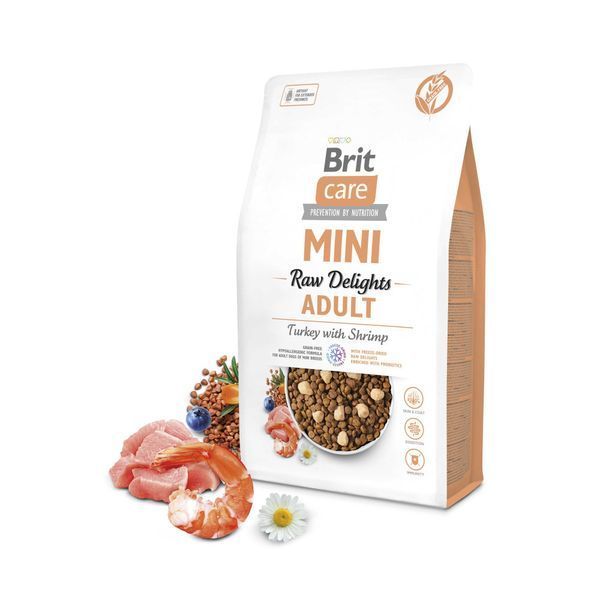 Brit Care Mini Raw Delights Adult cухий корм для собак 2 кг - індичка та креветка 173214 фото