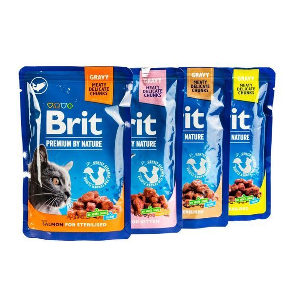 Brit Premium Sterilised Plate Chunks набір вологого корму для котів 12 шт x 100 г - асорті 111834 фото