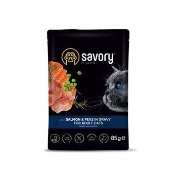 Savory Adult влажный корм для кошек 85 г - лосось и горошек 20116 фото